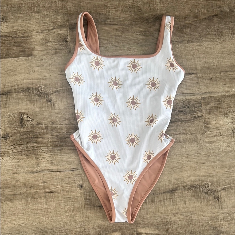 LainSnow Pink and Tan One Piece Swimsuit Classic Design